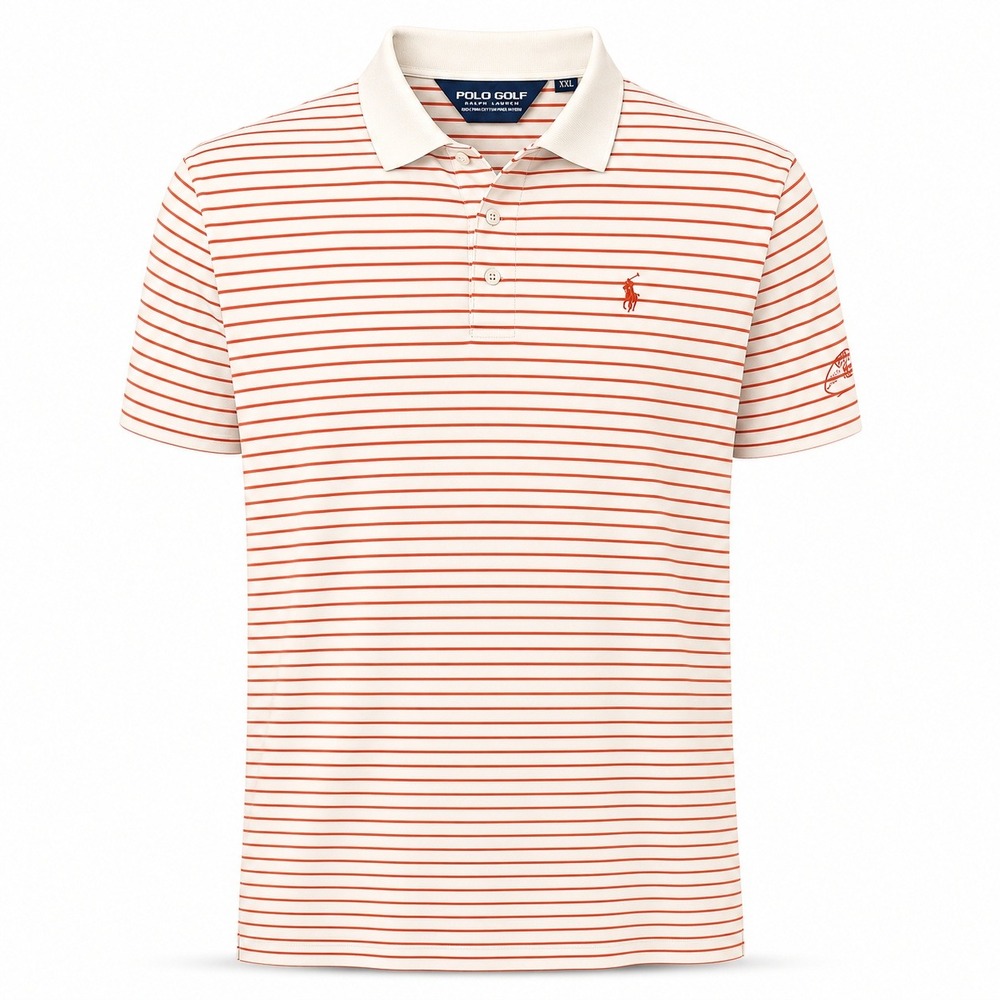 Polo Golf Ralph Lauren Striped Polo Shirt Men XXL White Orange Thousand Oaks‎